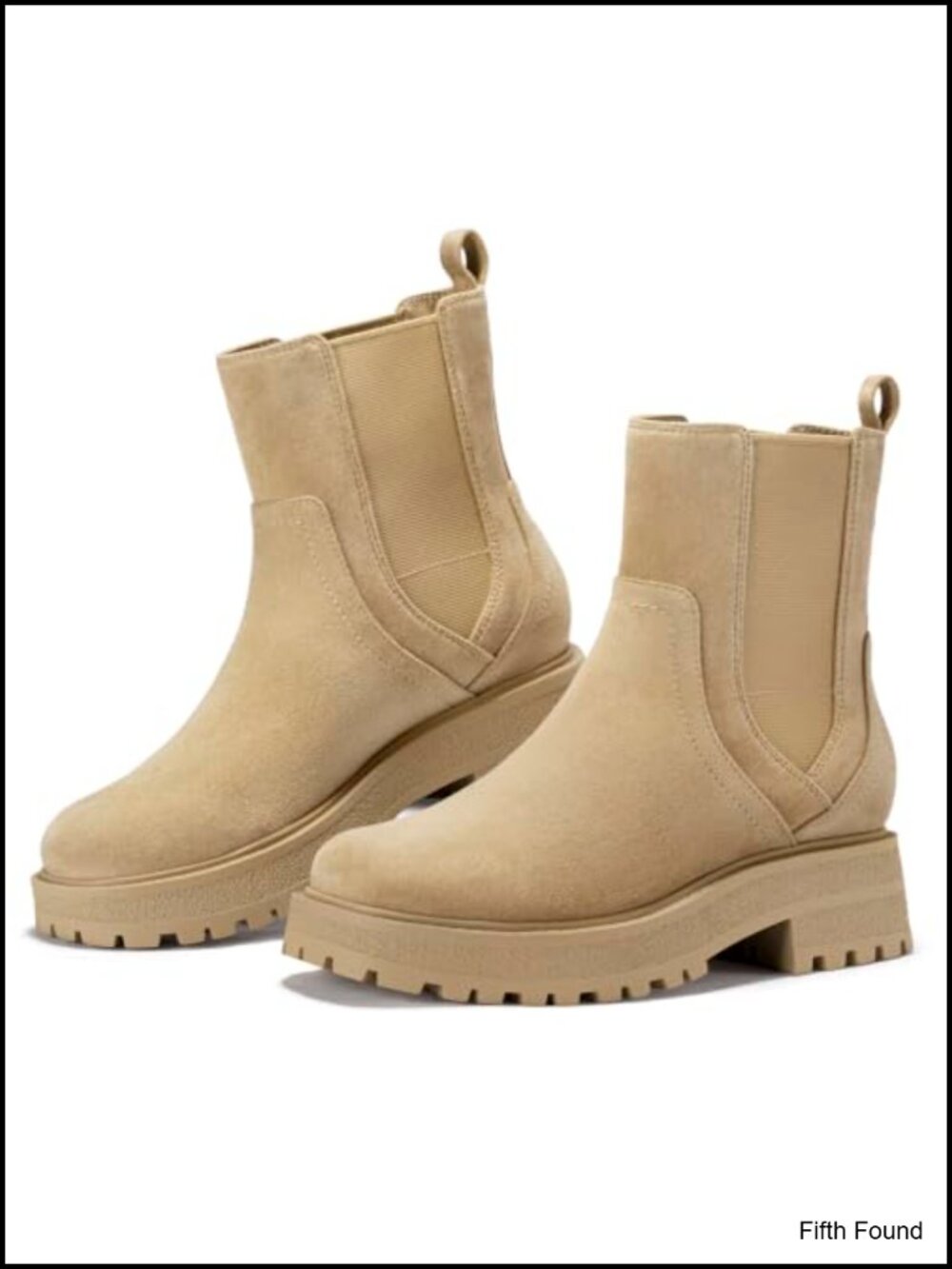 Chunky Platform Chelsea Ankle Boots with Square Toe | Faux Suede Slip-On